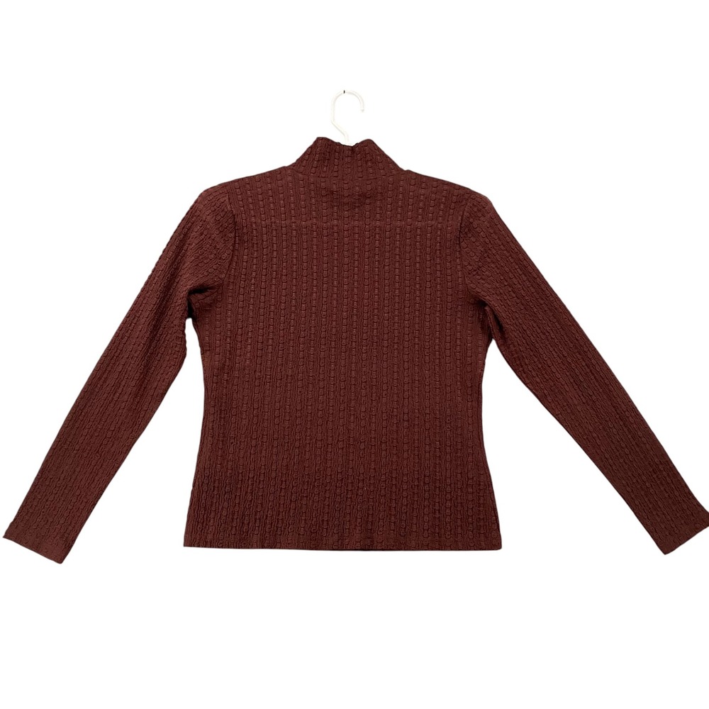 Maeve by Anthropologie Burgundy Textured Bubble Knit Mock Neck Top Large Womens